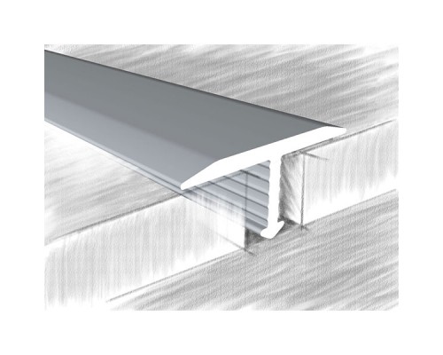 318-01М Т-образный профиль с возможностью изгибания для стыковки плитки и ламината 18*6,8мм серебро