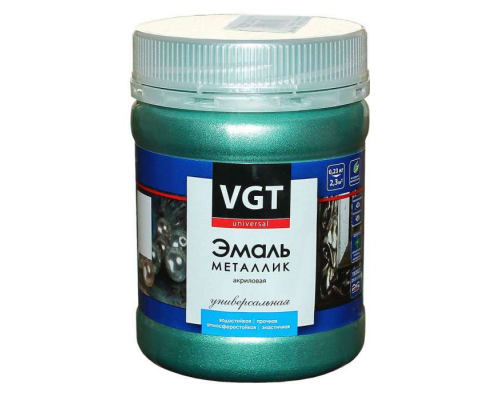 Эмаль универсальная "Металлик" Изумруд VGT GALLERY 0,23кг