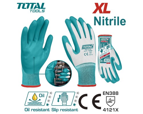 Перчатки нитриловые с манжетой XL TOTAL TSP12102