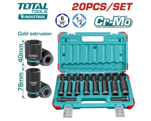 Набор ударных головок 1/2 " TOTAL THKISD12203L (20 шт)