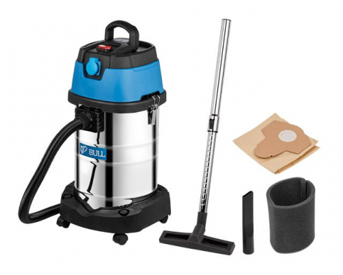 Пылесос BULL AS 3001 + аксессуары 1400 Вт, 30 л, 6м кабель, 3м шланг, HEPA, мануал., выдув (класс: L; очистка: мануальная; автовключение, выдув, 2 фил