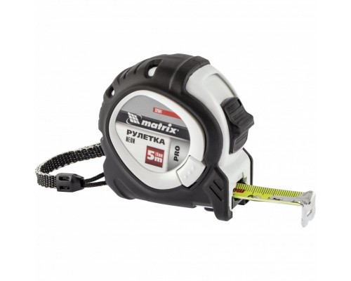 Рулетка Neon, 5 м x 19 мм, обрезиненный корпус, 3 фиксации, Pro Matrix