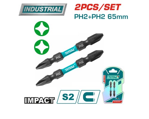 Бита ударная двухсторонняя PH2 + PH2 65 мм TOTAL TACIM72PH265 (2шт)