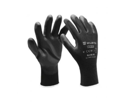 Перчатки защитные трикотажные, покрыты полиуретаном, Black PU, р. 10