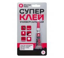 Супер-клей MasterTeks цианоакрилатный универсальный, прозрачный, 3 г