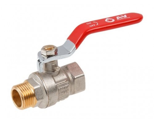 Кран шаровый 1/2" нар.-вню ручка PN40, AV Engineering AVE091012