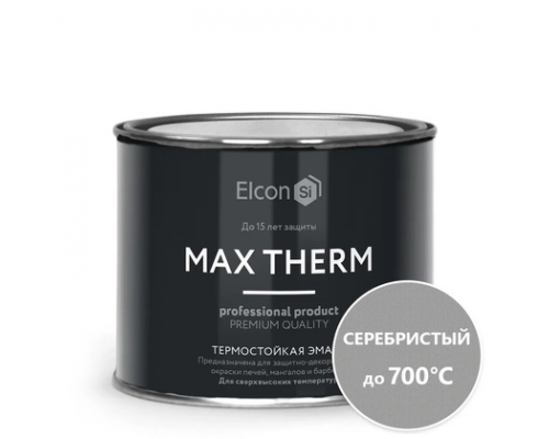Эмаль термостойкая Elcon серебристая 700°, 0,4кг