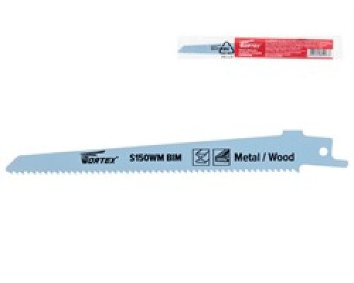 Пилка сабельная по дереву с гвоздями S150WМ (1 шт.) WORTEX быстрорежущая сталь, 150 мм длина