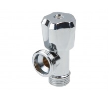 Кран вентильный 1/2" нар. х 3/4" нар. для стир. машины ХРОМ., AV Engineering (Латунь, макс. 10 бар, макс. 110 °С)