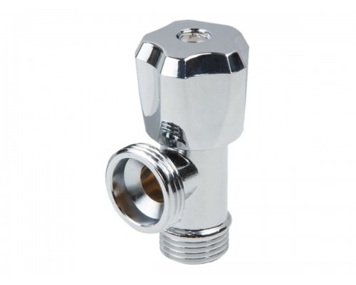 Кран вентильный 1/2" нар. х 3/4" нар. для стир. машины ХРОМ., AV Engineering (Латунь, макс. 10 бар, макс. 110 °С)