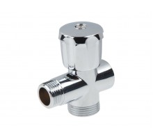 Кран вентильный 1/2" нар. х 3/4" нар. х 1/2" вн. для стир. машины ХРОМ., AV Engineering (Латунь, макс. 10 бар, макс. 110 °С)