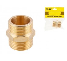 Ниппель латунный наружная-наружная 1/2" AV ENGINEERING (AVE303001)