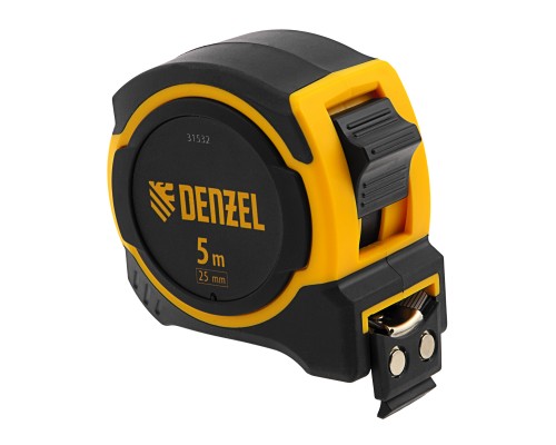 Рулетка 8м х 25мм, двухкомп. корпус, магнитный обрезиненный зацеп Denzel