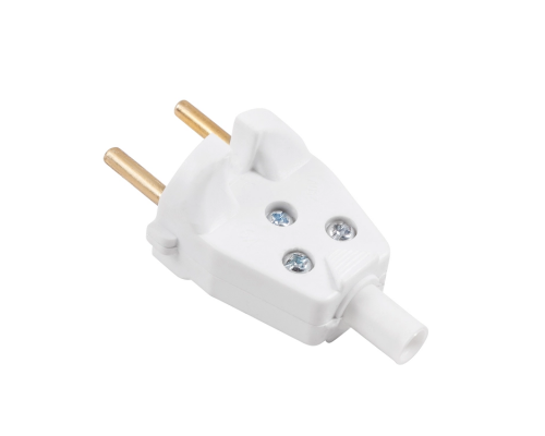 Вилка В6-001 штепсельная прямая без заземления белая 6А 250В