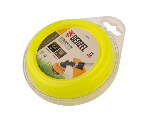 Леска для триммера, квадрат 2.4 мм х 15 м, блистер Flex cord Denzel