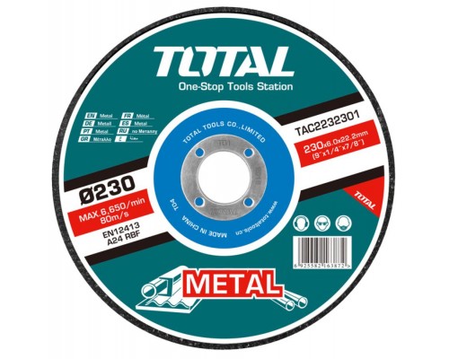 Круг отрезной 230x6,0x22,2 мм по металлу TOTAL TAC2232301