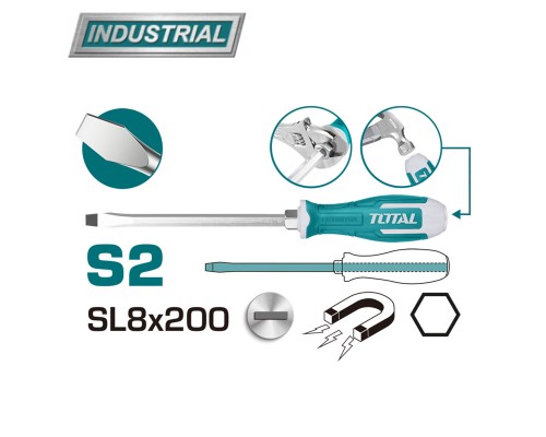 Отвертка шлицевая SL8 200 мм ударная TOTAL THGS82006