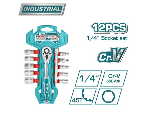 Набор торцевых головок с трещоткой 1/4 " TOTAL THT14114126 (12 предметов)