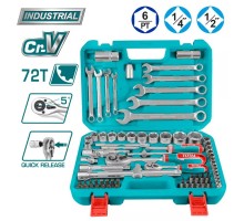 Набор инструментов 1/2 ", 1/4 " TOTAL THT421802 (82 предметов)