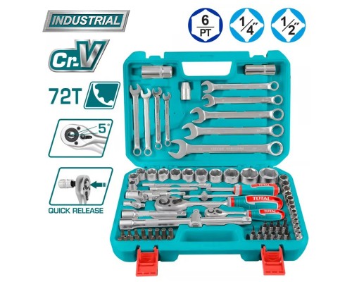 Набор инструментов 1/2 ", 1/4 " TOTAL THT421802 (82 предметов)