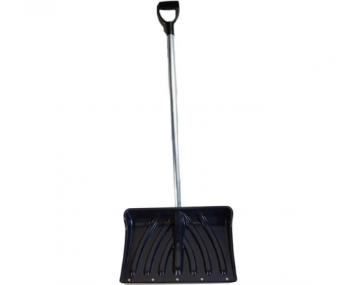 Лопата снеговая "ЗИМА" №9 черная, пластик, алюм. планка, ковш 550х380, алюмин. черенок d-32мм, V-ручка