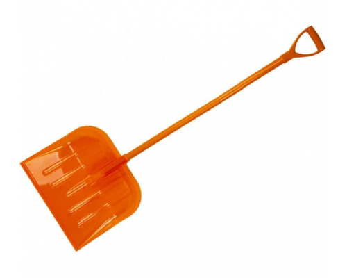 Лопата снеговая "ЛИСА", оранжевая, Поликарбонат, ковш 450х400, фибергласовый черенок, d-32, V-ручка "Элита"