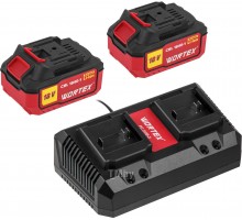 Комплект аккумулятор 18В 4Ач 2 штуки и зарядное устройство WORTEX XLT SET