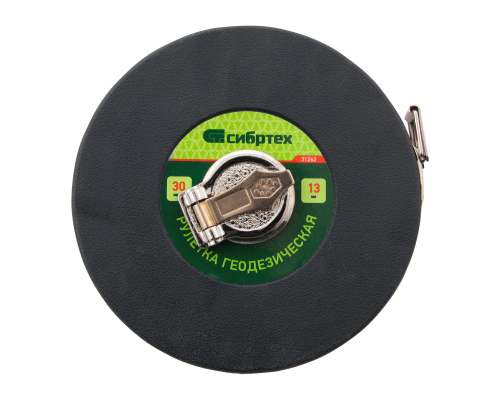 Рулетка геодезическая 30м*13мм, закрытый корпус, фиберглассовая лента Сибртех