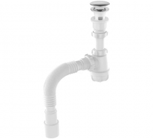 Сифон для умывальника 1 1/4"х40 (данный клапан) клик-клак с шариком грибком с отверстиями под перелив металл-пластик гофротрубой 40х40/50 Aquant S4015-30-MR 