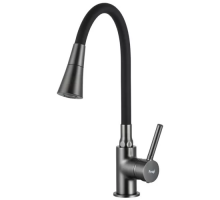 Смеситель для кухни из нержавеющей стали с гибким изливом Frud черный