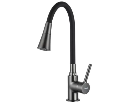 Смеситель для кухни с гибким извивом Frap черный
