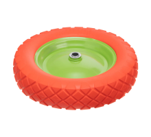 Колесо полиуретановое 4.80/4-8, длина оси 80 мм, подшипник 20 мм Сибртех