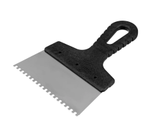 Шпатель из нержавеющей стали, 150 мм, зуб 4 х 4 мм, пластмассовая ручка Сибртех