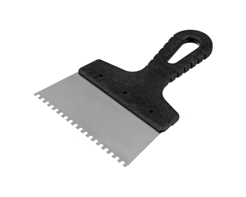 Шпатель из нержавеющей стали, 150 мм, зуб 4 х 4 мм, пластмассовая ручка Сибртех