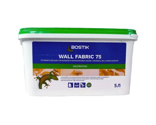BOSTIK WALL FABRIC 75 Клей для обоев из стекловолокна, ткани, а так же виниловых обоев на бумажной основе 5кг