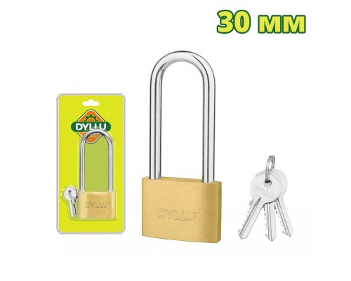 Замок латунный 30 мм с длинной дужкой DYLLU DTPD2430
