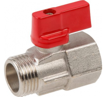 Кран шаровый MINI 1/2" нар.-вн. красная ручка, AV Engineering (Латунь, макс. 16 бар, макс. 110 °С)