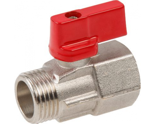 Кран шаровый MINI 1/2" нар.-вн. красная ручка, AV Engineering (Латунь, макс. 16 бар, макс. 110 °С)
