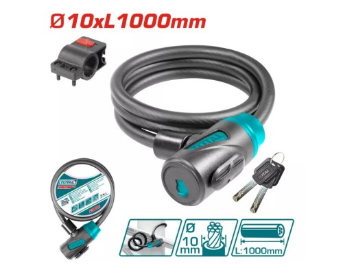 Замок велосипедный 10X1000 мм TOTAL TBK11010