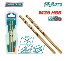 Сверло по металлу M35 HSS-CO 2,5мм TOTAL TAC11202501(2 шт)
