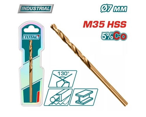 Сверло по металлу M35 HSS-CO 7мм TOTAL TAC11207001