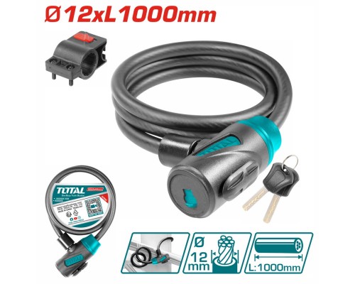 Замок велосипедный 12X1000 мм TOTAL TBK11210