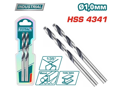 Сверло по металлу HSS 1мм TOTAL TAC1200014 (2 шт)