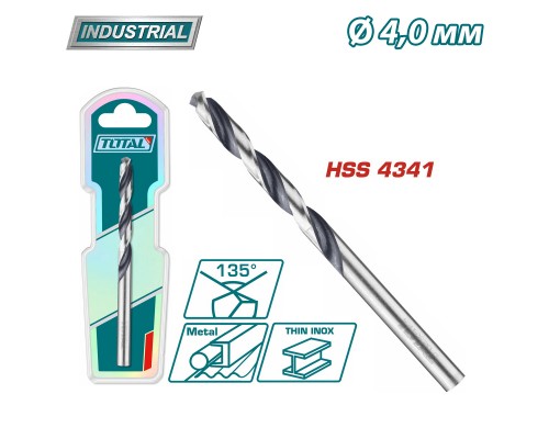 Сверло по металлу HSS 4 мм TOTAL TAC1200404