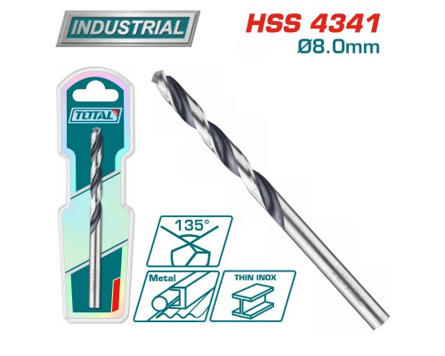 Сверло по металлу HSS 8 мм TOTAL TAC1200804