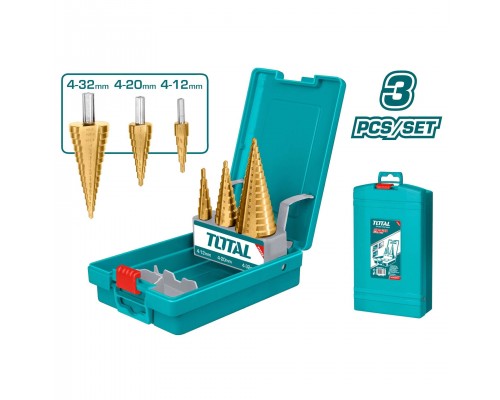 Набор ступенчатых сверл 4-12/ 4-20/ 4-32 мм TOTAL TACSD2031 (3шт )