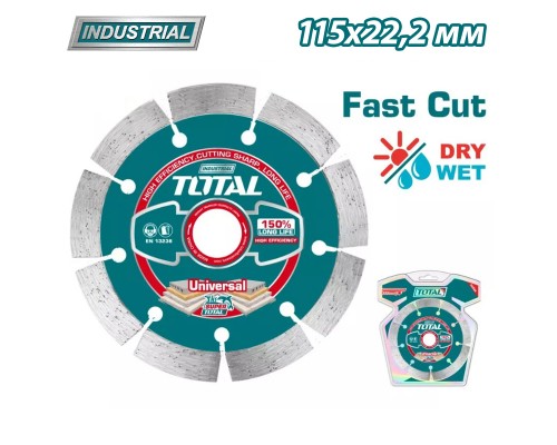 Диск алмазный 115x12,0x22,2 мм TOTAL TAC21111512