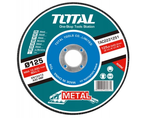 Круг отрезной 125х6х22,2 мм по металлу TOTAL TAC2231251