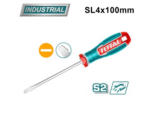 Отвертка шлицевая SL4 100 мм TOTAL TSDSL4100