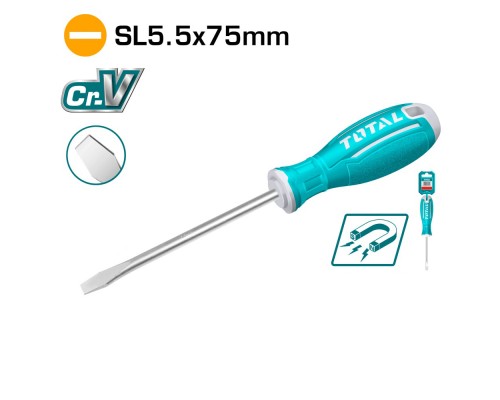 Отвертка шлицевая SL5,5 75мм TOTAL TSDRSSL5075